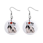 I Love My Japanese Chin 1  Button Earrings