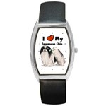 I Love My Japanese Chin Barrel Style Metal Watch