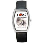 I Love My Keeshond Barrel Style Metal Watch