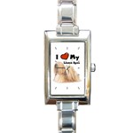 I Love My Lhasa Apso Rectangular Italian Charm Watch