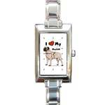 I Love My Mastiff Rectangular Italian Charm Watch