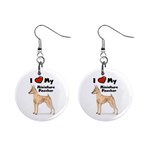 I Love My Miniature Pinscher 1  Button Earrings