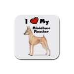 I Love My Miniature Pinscher Rubber Square Coaster (4 pack)