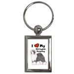 I Love My Old English Sheepdog Key Chain (Rectangle)