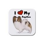 I Love My Papillon Rubber Square Coaster (4 pack)