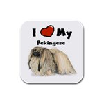 I Love My Pekingese Rubber Square Coaster (4 pack)