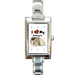 I Love My Pekingese Rectangular Italian Charm Watch