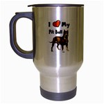 I Love My Pit Bull Travel Mug (Silver Gray)