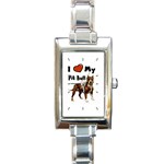 I Love My Pit Bull Rectangular Italian Charm Watch