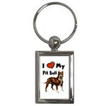 I Love My Pit Bull Key Chain (Rectangle)