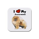 I Love My Pomeranian Rubber Square Coaster (4 pack)