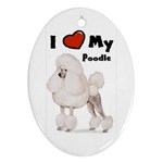 I Love My Poodle Ornament (Oval)