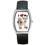 I Love My Miniature Poodle Barrel Style Metal Watch