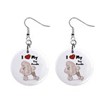 I Love My Toy Poodle 1  Button Earrings