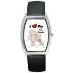 I Love My Toy Poodle Barrel Style Metal Watch