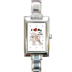 I Love My Toy Poodle Rectangular Italian Charm Watch