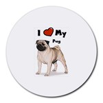 I Love My Pug Round Mousepad