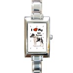 I Love My Rat Terrier Rectangular Italian Charm Watch