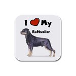 I Love My Rottweiler Rubber Square Coaster (4 pack)