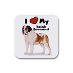 I Love My Saint Bernard Rubber Square Coaster (4 pack)