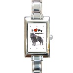 I Love My Schipperke Rectangular Italian Charm Watch