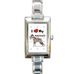 I Love My Schnauzer Rectangular Italian Charm Watch