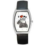 I Love My Scottish Terrier Scottie Barrel Style Metal Watch