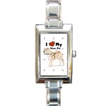 I Love My Shar Pei Rectangular Italian Charm Watch