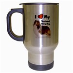 I Love My Shetland Sheepdog Sheltie Travel Mug (Silver Gray)