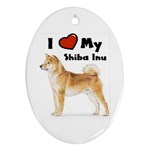 I Love My Shiba Inu Ornament (Oval)