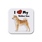 I Love My Shiba Inu Rubber Square Coaster (4 pack)