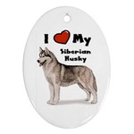 I Love My Siberian Husky Ornament (Oval)