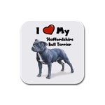 I Love My Staffordshire Bull Terrier Rubber Square Coaster (4 pack)