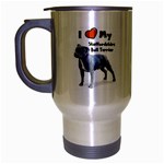 I Love My Staffordshire Bull Terrier Travel Mug (Silver Gray)