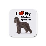 I Love My Water Spaniel Rubber Square Coaster (4 pack)