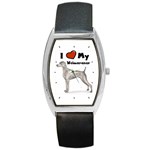 I Love My Weimaraner Barrel Style Metal Watch