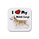 I Love My Welsh Corgi Rubber Square Coaster (4 pack)