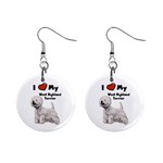 I Love My West Highland Terrier Westie 1  Button Earrings