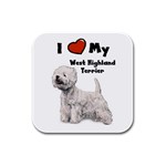 I Love My West Highland Terrier Westie Rubber Square Coaster (4 pack)