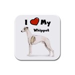 I Love My Whippet Rubber Square Coaster (4 pack)