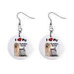 I Love My Yorkshire Terrier Yorkie 1  Button Earrings