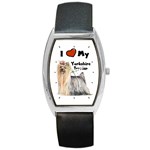 I Love My Yorkshire Terrier Yorkie Barrel Style Metal Watch