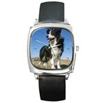 Border Collie Square Metal Watch