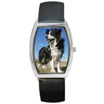 Border Collie Barrel Style Metal Watch