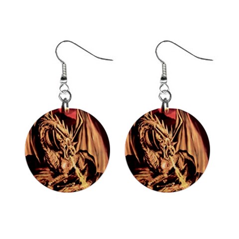 dragon 1  Button Earrings from ArtsNow.com Front