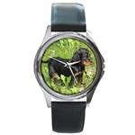 Gordon Setter Puppy Round Metal Watch