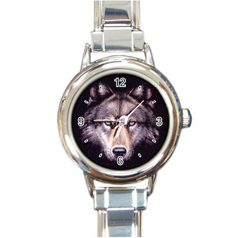 wolf Round Italian Charm Watch from ArtsNow.com Front