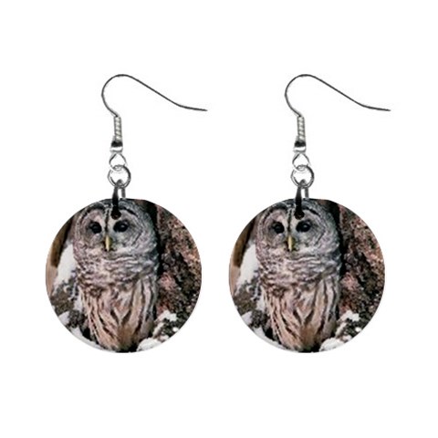 tree owl 1  Button Earrings from ArtsNow.com Front