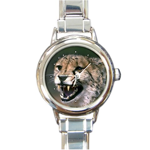 Cheetah Round Italian Charm Watch from ArtsNow.com Front