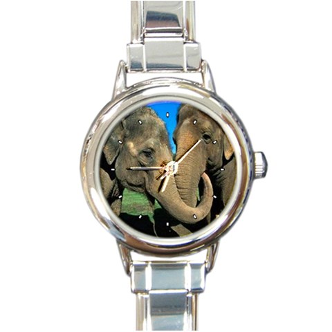 Elephants Round Italian Charm Watch from ArtsNow.com Front